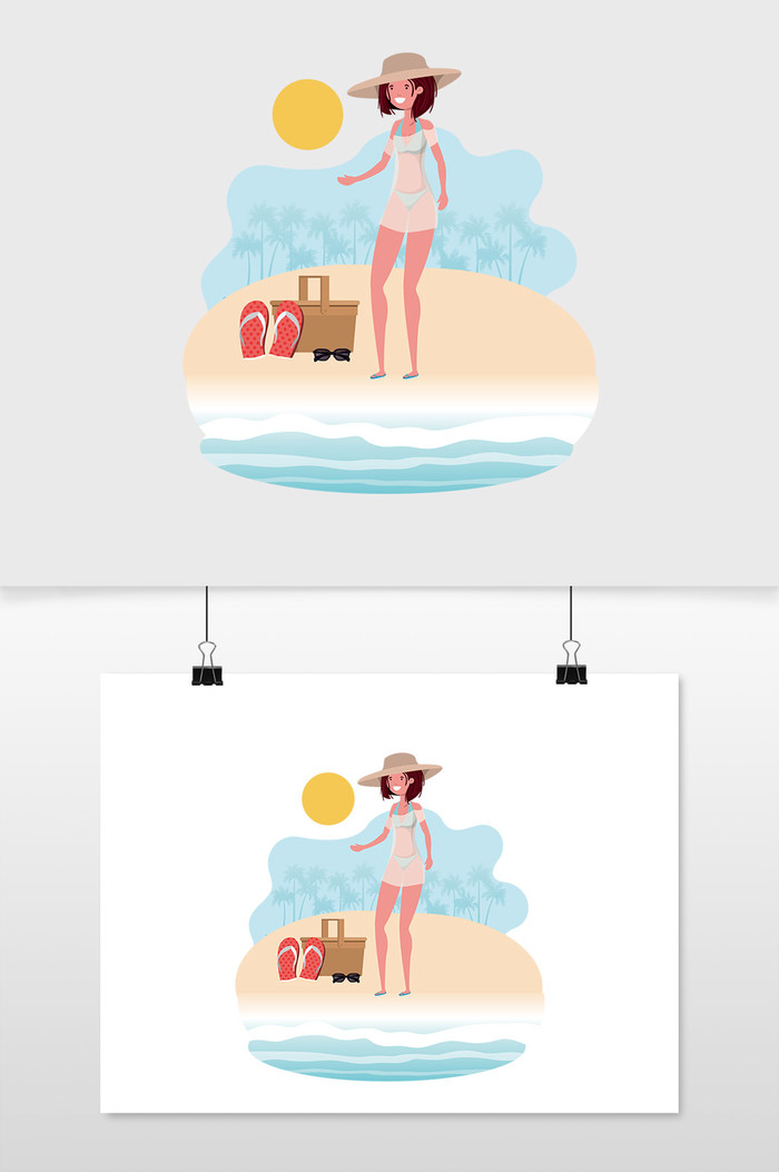 海滩上的女人插图