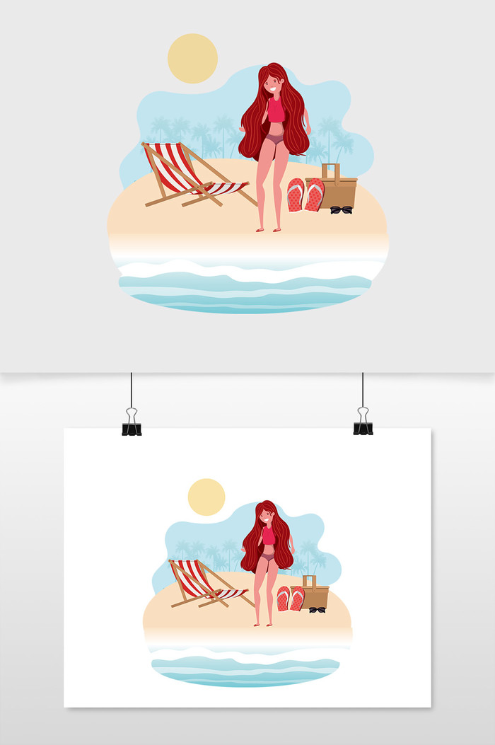 海滩上的女人插图